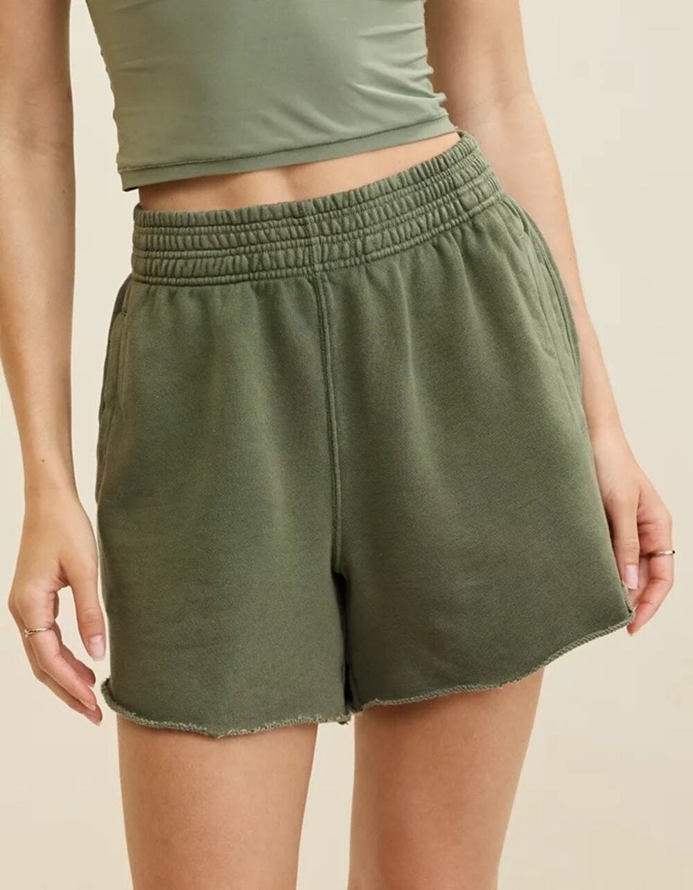 Aerie | Olive Green On My Way Sweat Shorts Preppy Summer Loungewear Casual